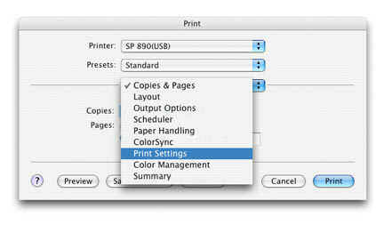 correct settings for a mac to print to an epson 9900 from photoshop